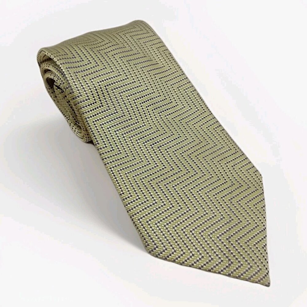 HENRY JACOBSON Blue Yellow Textured‎ Vintage 100% SILK TIE Jacquard